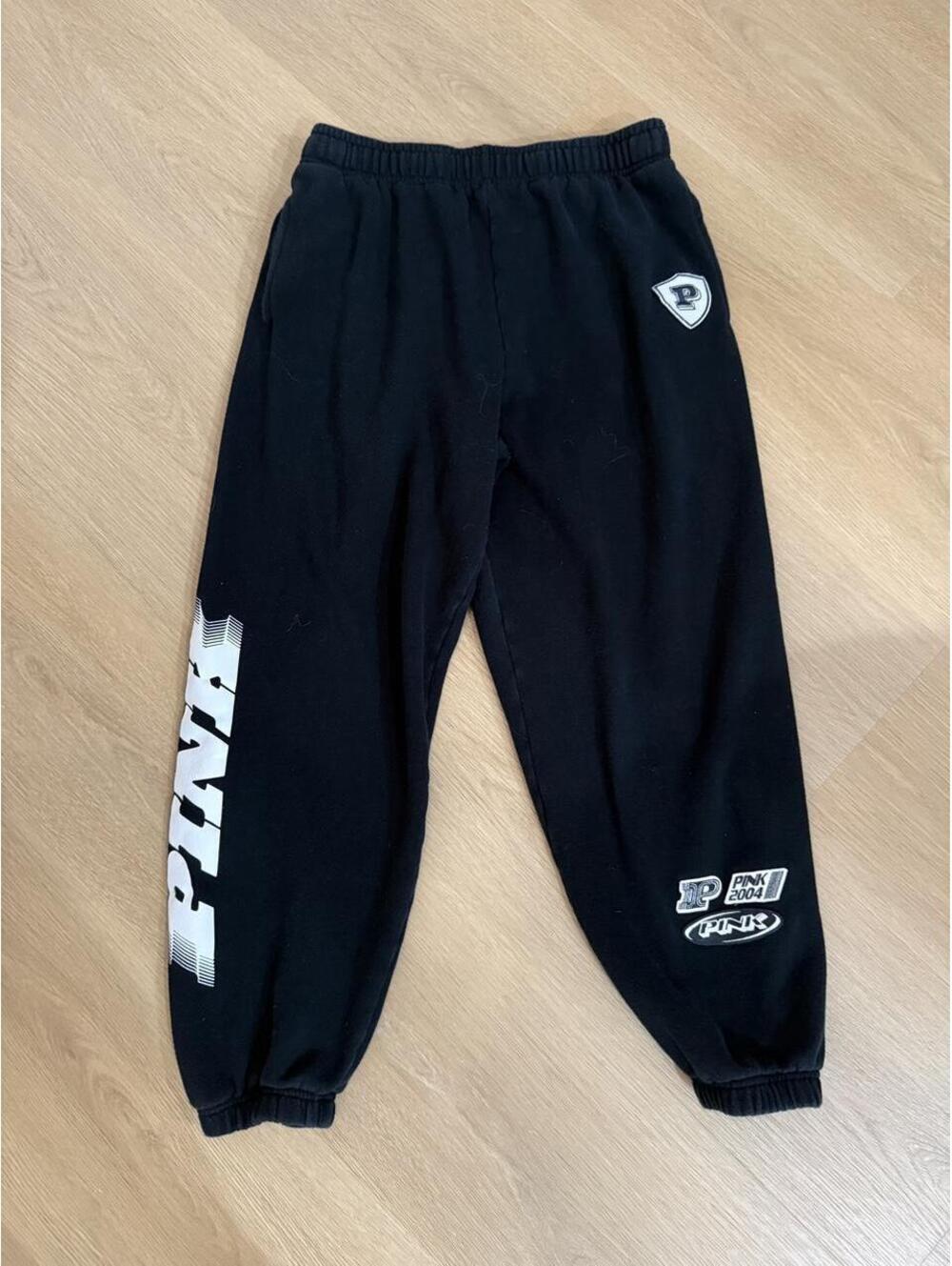 Vintage Y2K Victoria’s Secret PINK Black Fleece Jogger Sweatpants Size Medium